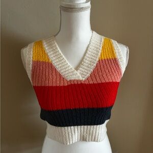 Active USA Colorful Striped Knit Crop Top